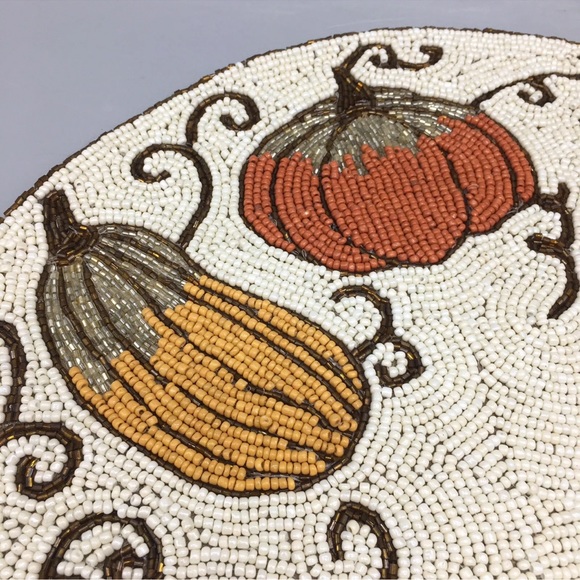 Sigrid Olsen Fall Pumpkin Beaded Placemat Centerpiece Charger Thanksgiving - Picture 3 of 4
